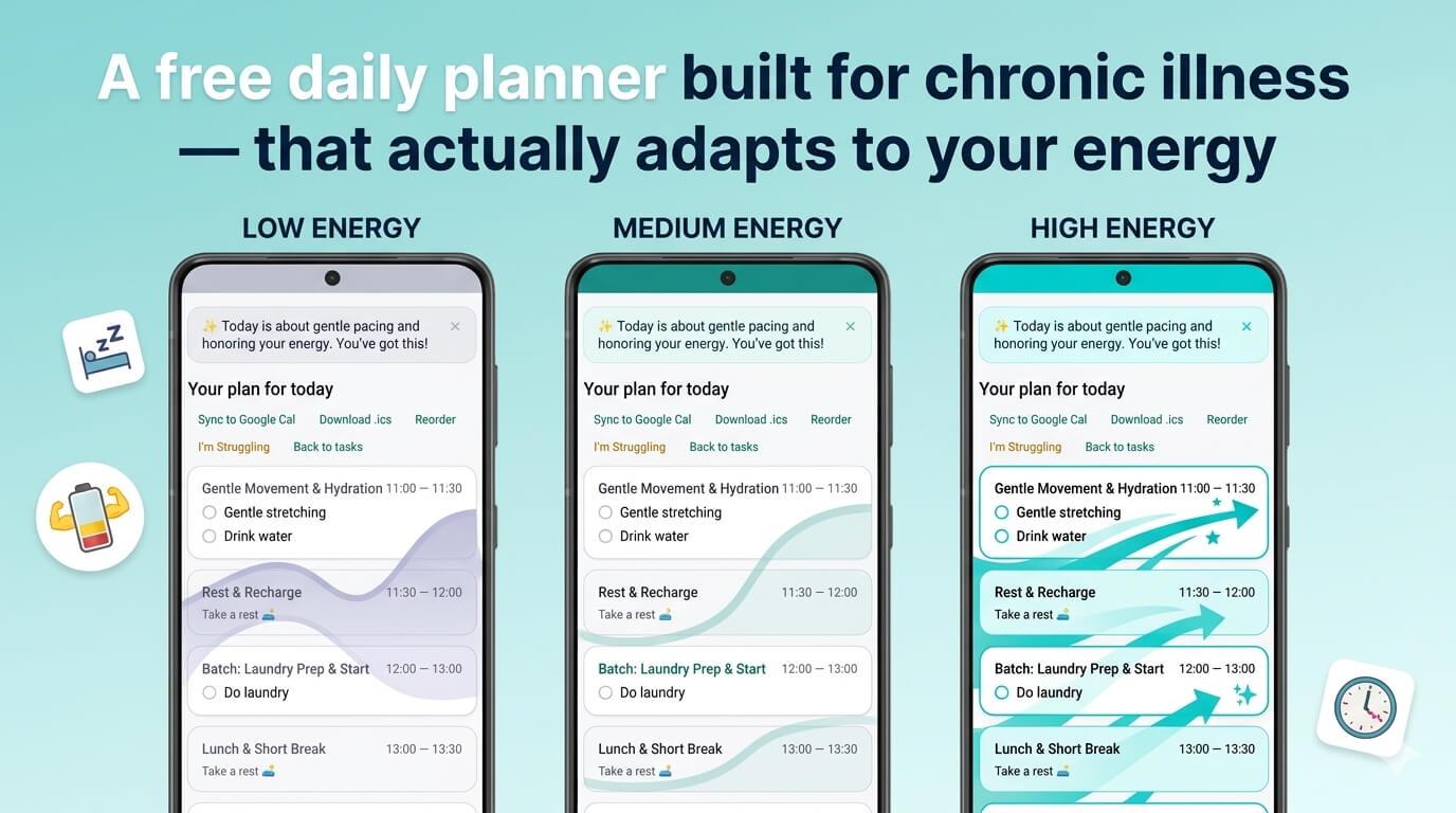 A free daily planner built for chronic illness — that actually adapts to your energy